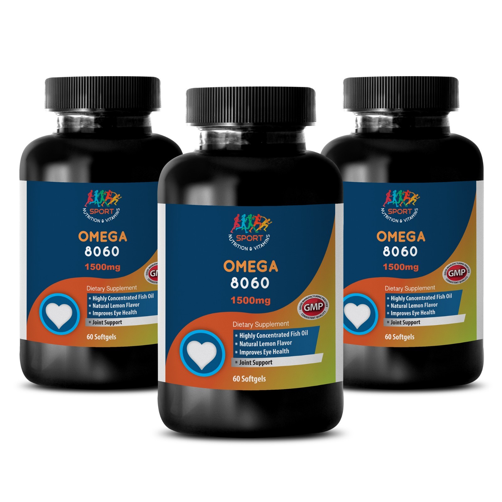 Fish Oil Pharmaceutical Grade Omega-3 Dietary Supplement, Norway (3 Bottles)