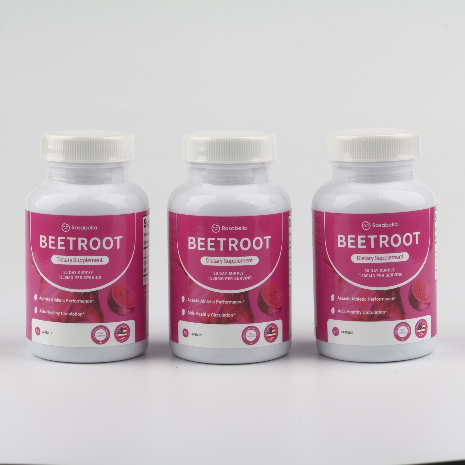 1-5pack Capsules Rosabella Supports Blood Pressure 60Ct Organic Beet Root Powder