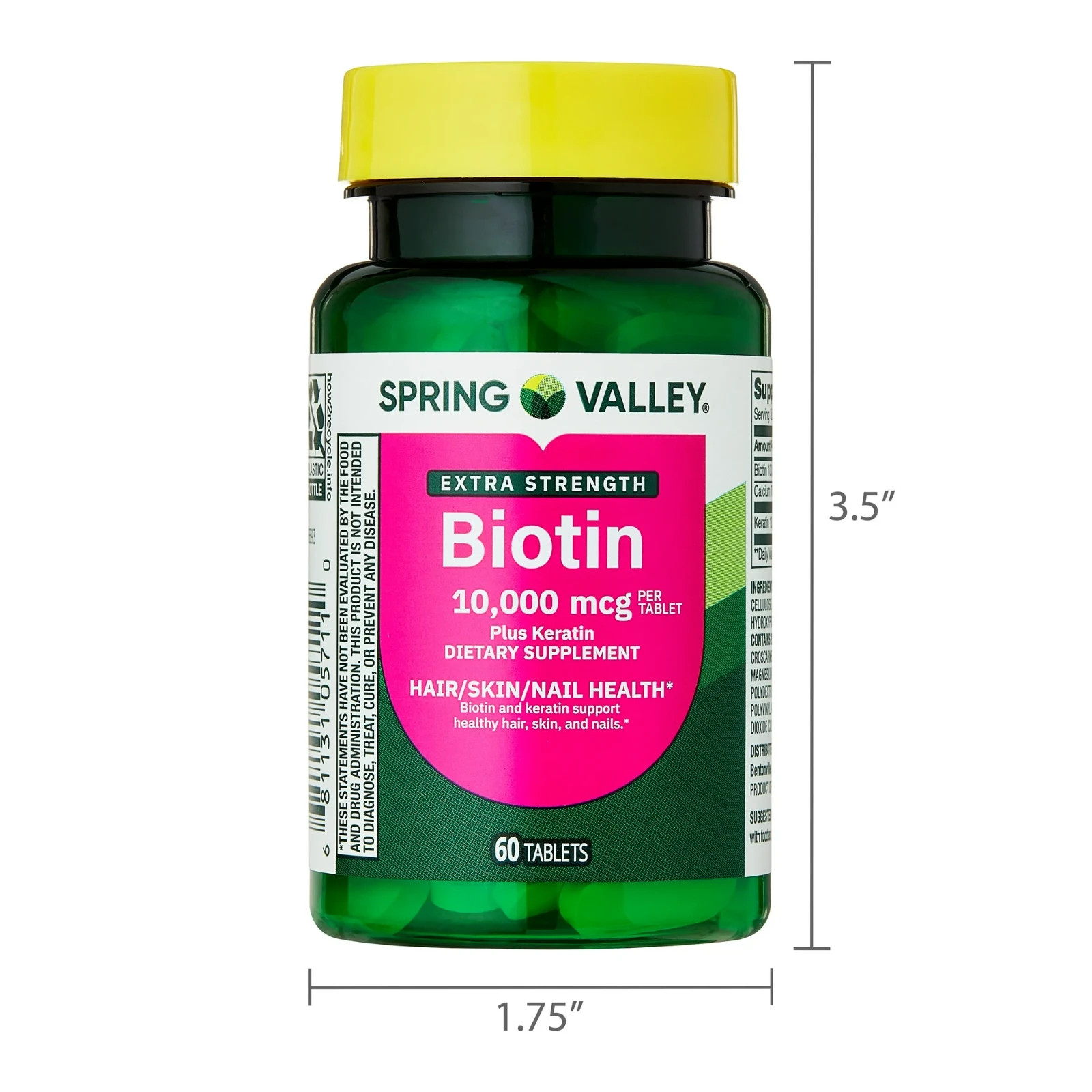 Spring Valley Biotin Plus Keratin Tablets, 10000 mcg 60 Count, Free & Fast Ship