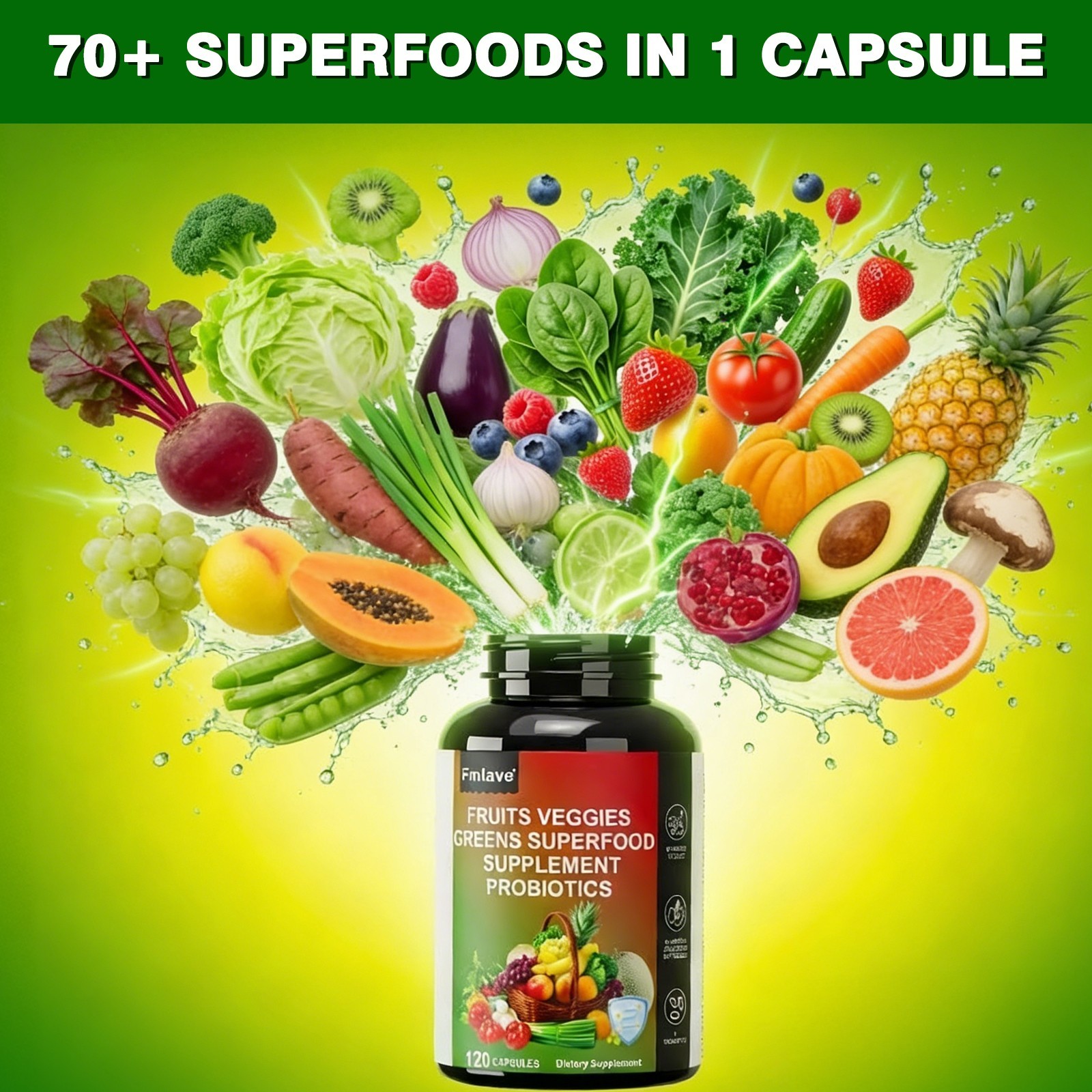 3pack Fruits and Veggies, Vegetables Supplement Balance of Daily Nature 360 caps