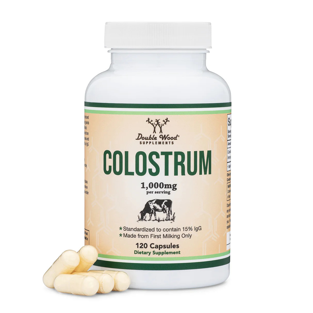 Colostrum Capsules 10000mg, 120 Capsules – Gluten Free, Non-GMO, Double Wood