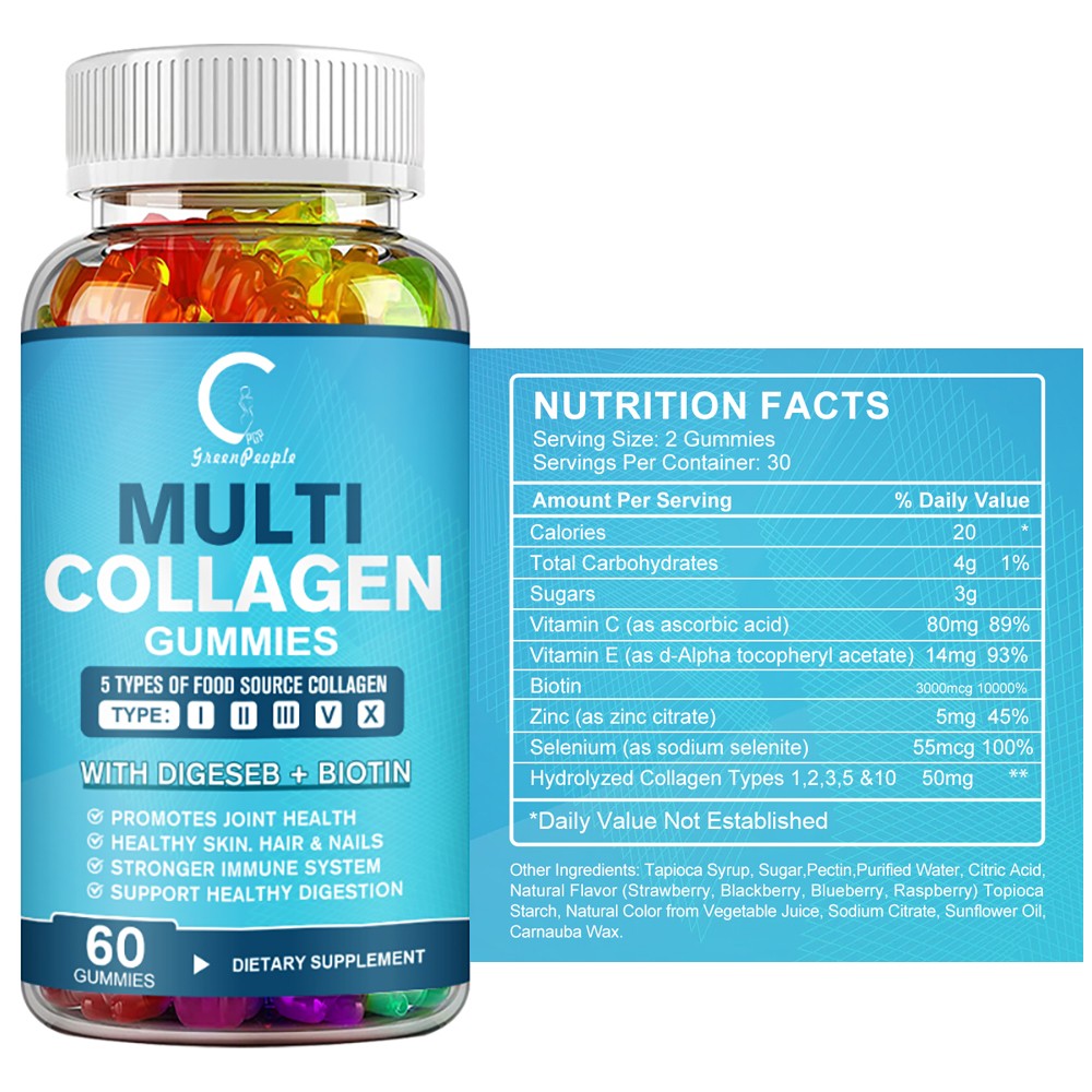 Collagen Vitamin Gummies for Hair, Skin, and Nails, Premium Collagen Supplement
