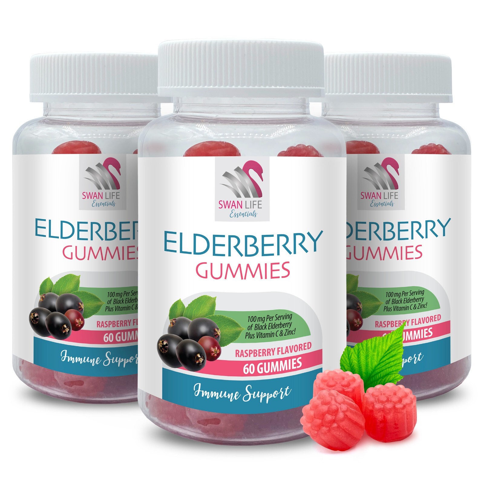 Fruity bites – ELDERBERRY GUMMIES – Daily balance 3 Bottles 180 Gummies