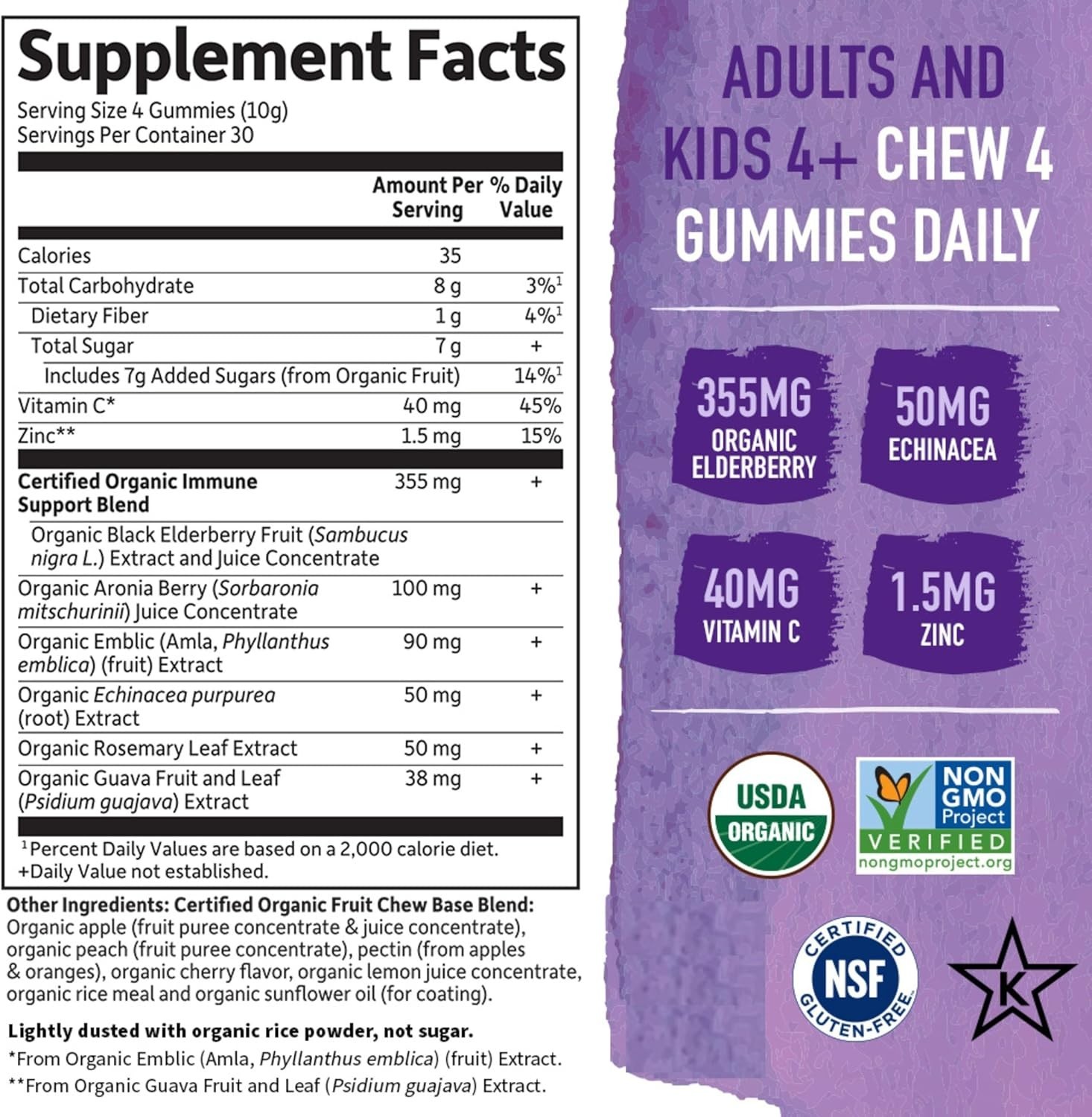 Daily Immune Support with Organic Elderberry Gummies – 120 Count for All Ages