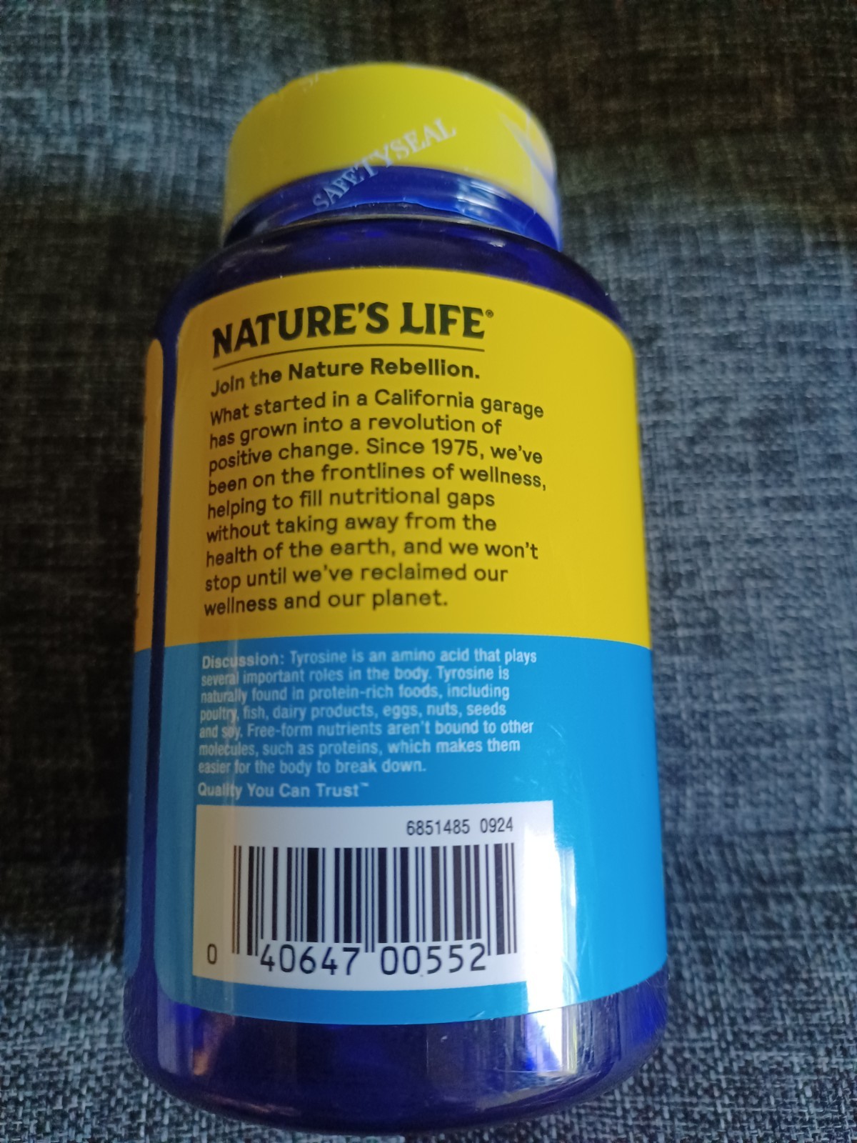 Nature’s Life L-Tyrosine 500 mg – Amino Acid Support – 100 Caps Exp. 06/28