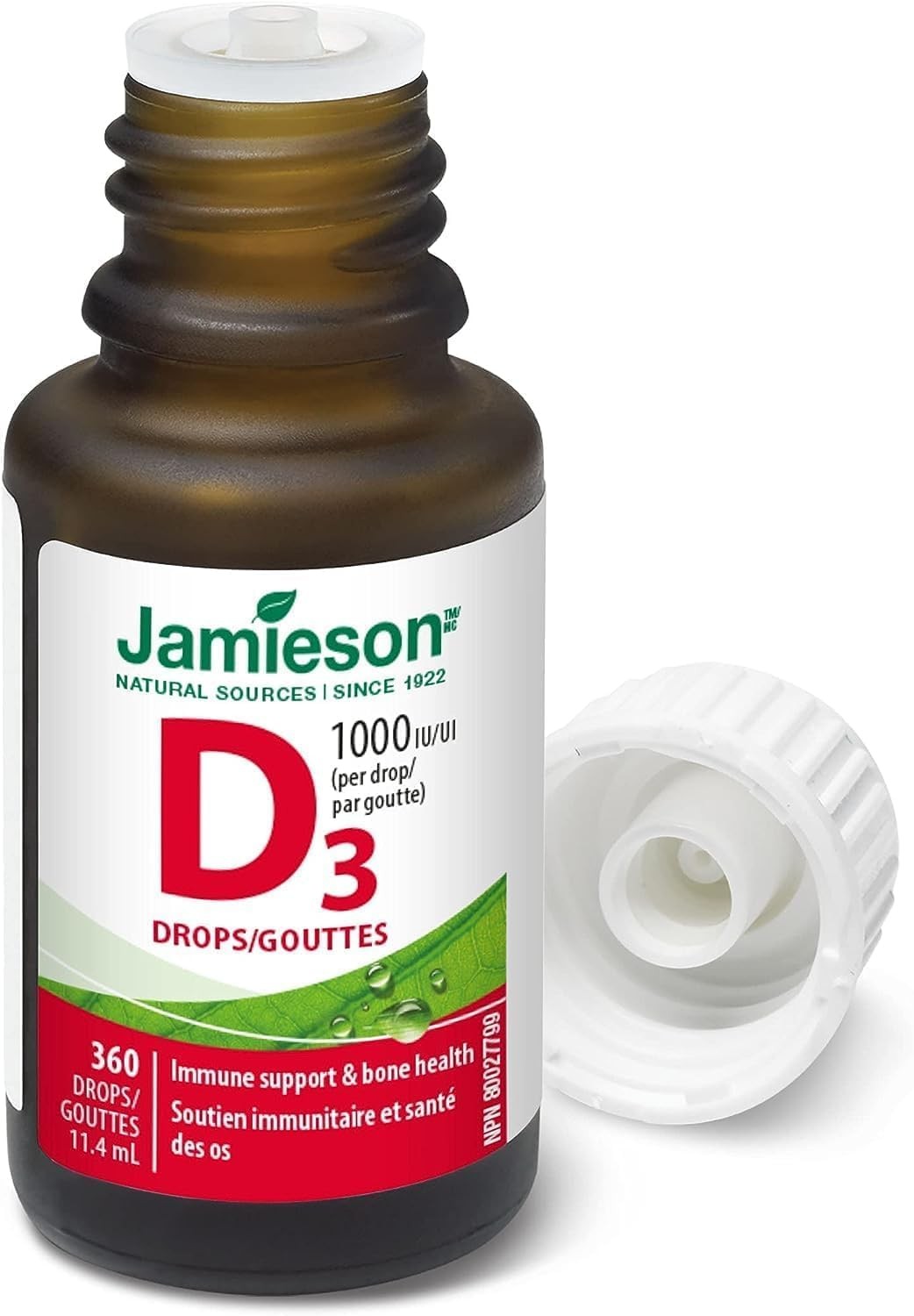Jamieson Vitamin D 1,000 IU Higher Potency Droplets (11.4 mL) 360 Drops