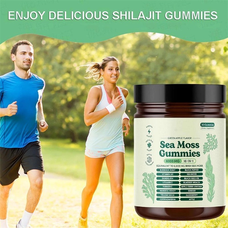 3PCS 16 in 1 Organic Sea Moss Gummy Irishmoss Extract 6000Mg Green Apple Flavor