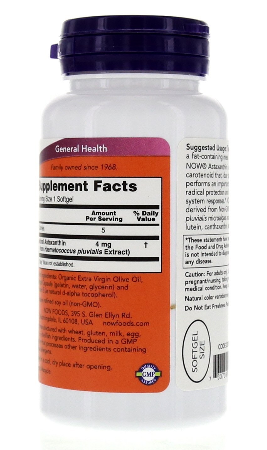 NOW Foods Astaxanthin 4mg 90 Softgels (Cellular 90 Count (Pack of 2)
