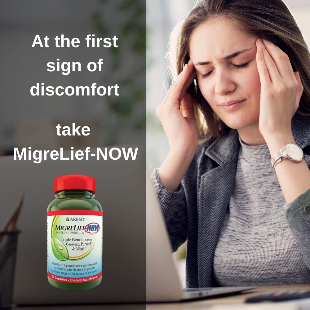 MigreLief-Now Fast-Acting Formula, As-Needed 60 Count (Pack of 1), Standart