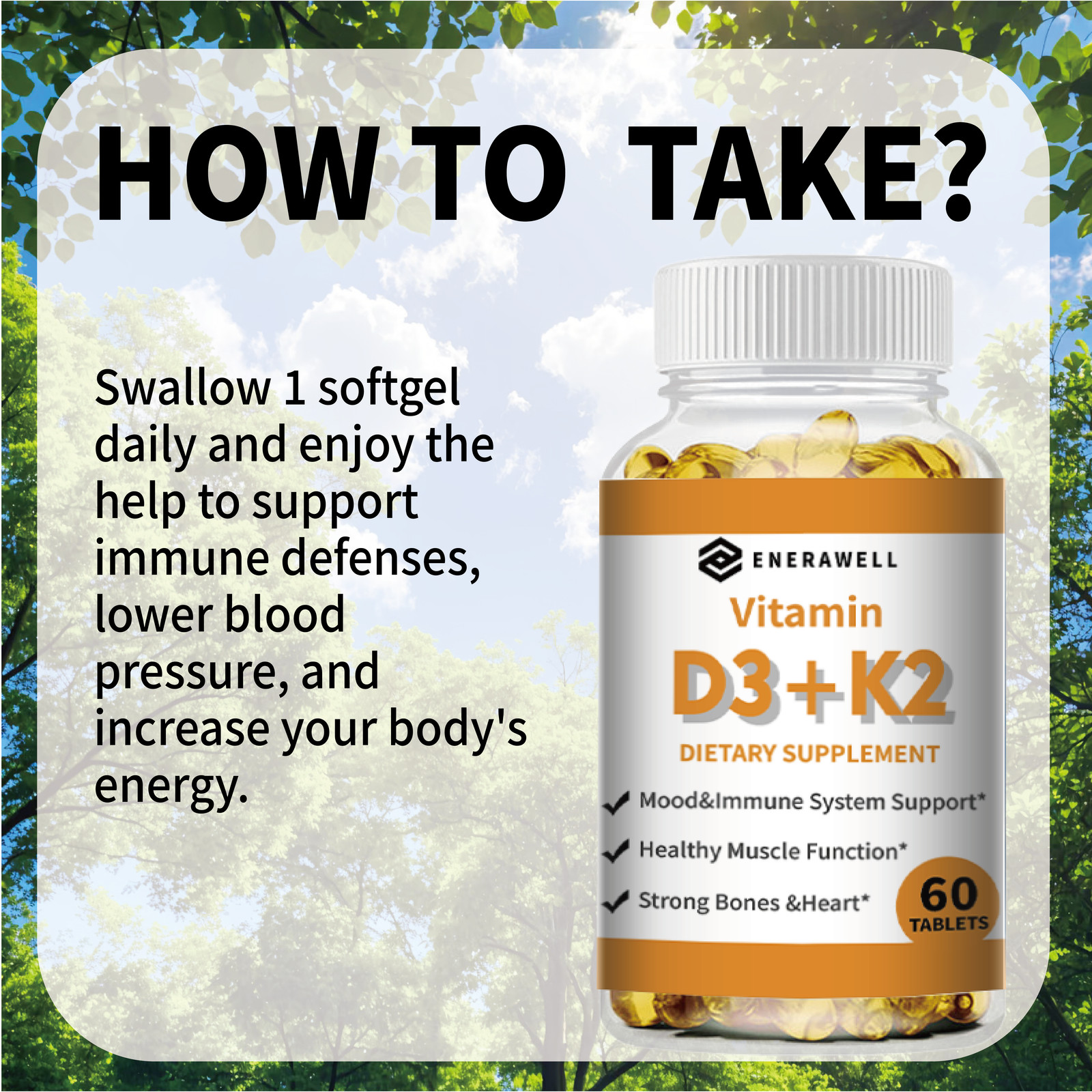 Vitamin K2 D3 Vitamin Supplement with BioPerine, Boost Immunity & Heart Health