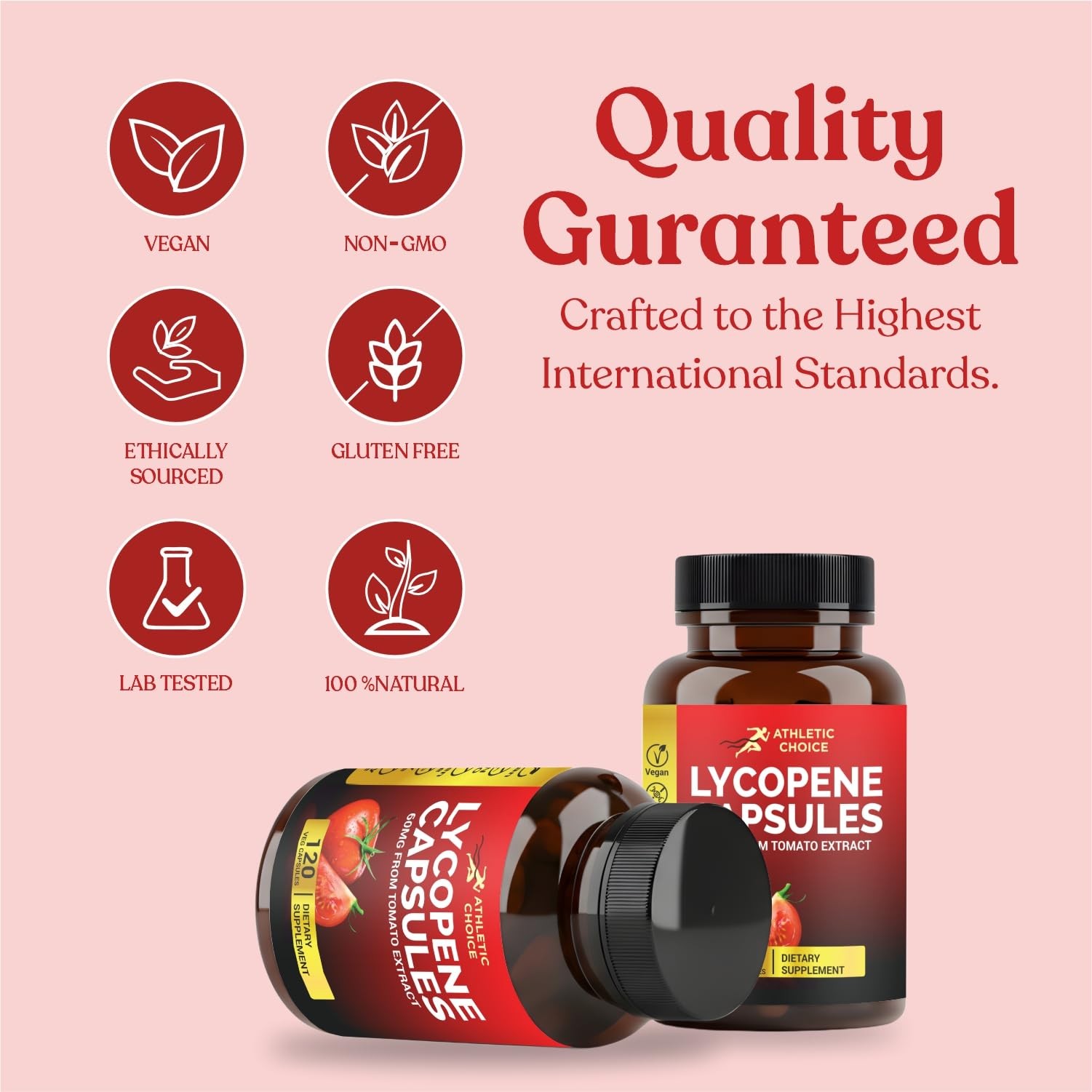 Lycopene Supplement Men 60mg Natural Tomato Extract 120 Veggie Capsules Vegan