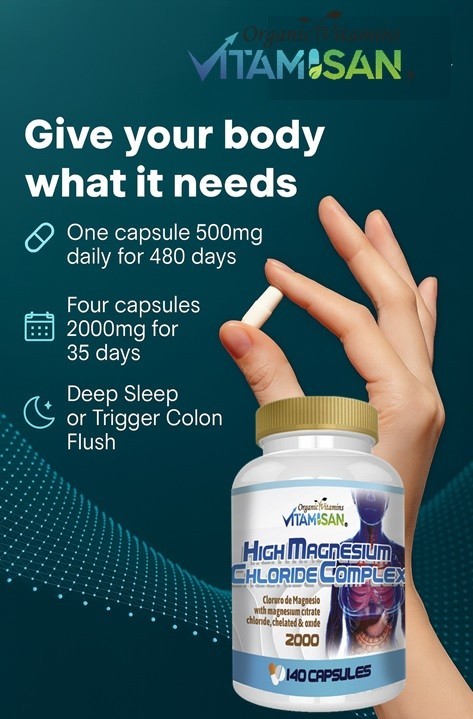 Magnesium Chloride (Cloruro de Magnesio) 2000 mg 280 capsules- 2 bottles