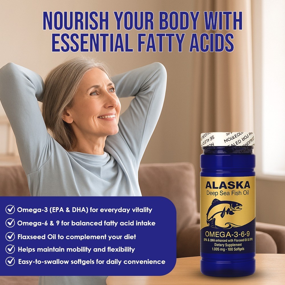 NCB Alaska Deep Sea Omega 3-6-9 Fish Oil 100 Softgels Support Heart Health