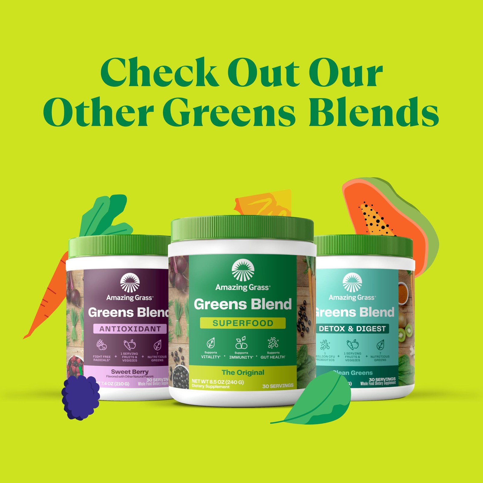 2x Amazing Grass Greens Blend SUPERFOOD The Original 8.5 oz, BB: 12/2026 SEALED!