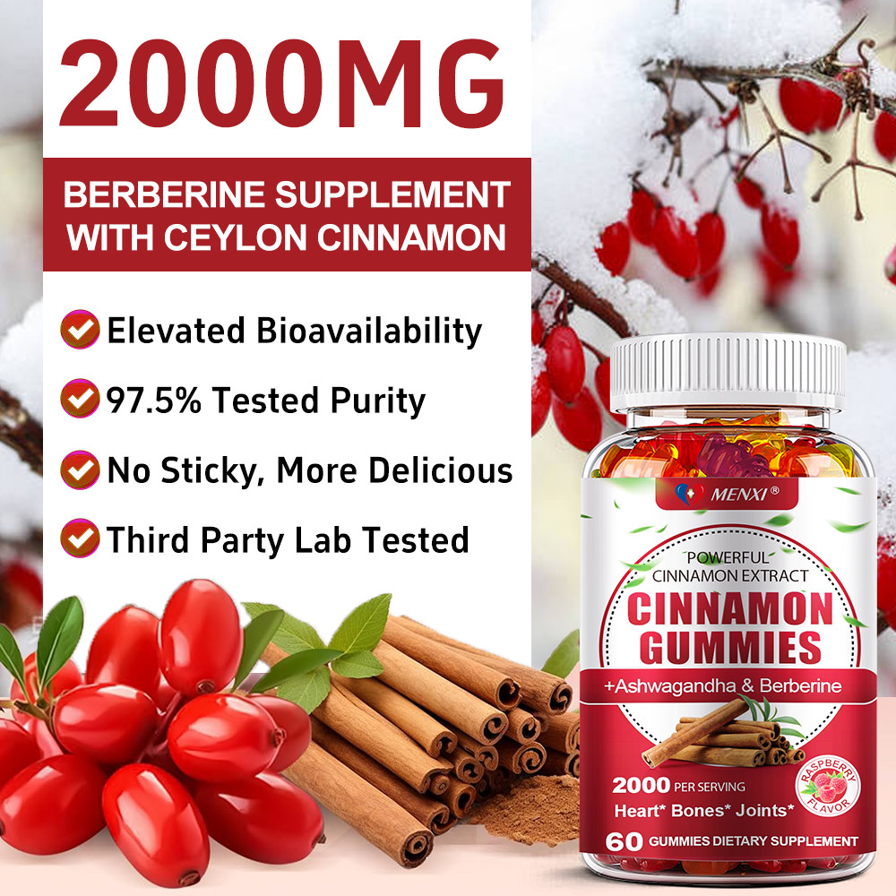 Organic Ceylon Cinnamon 2000mg Gummies with Berberine – Blood Sugar Supplement