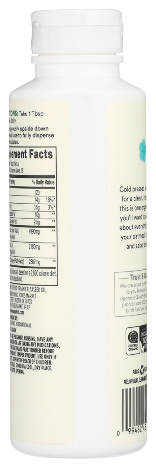 9/26 365 by Whole Foods Market, Flax Oil Filtered Organic, 8 fl oz