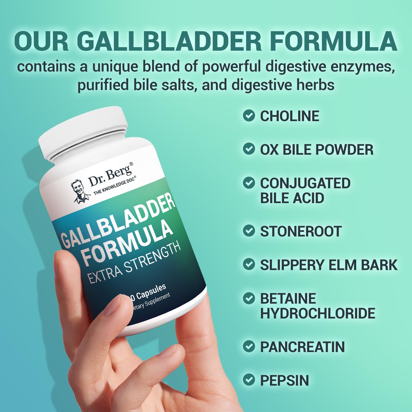 Dr. Berg’s Gallbladder Formula Contains Purified Bile Salts, 90 capsules,