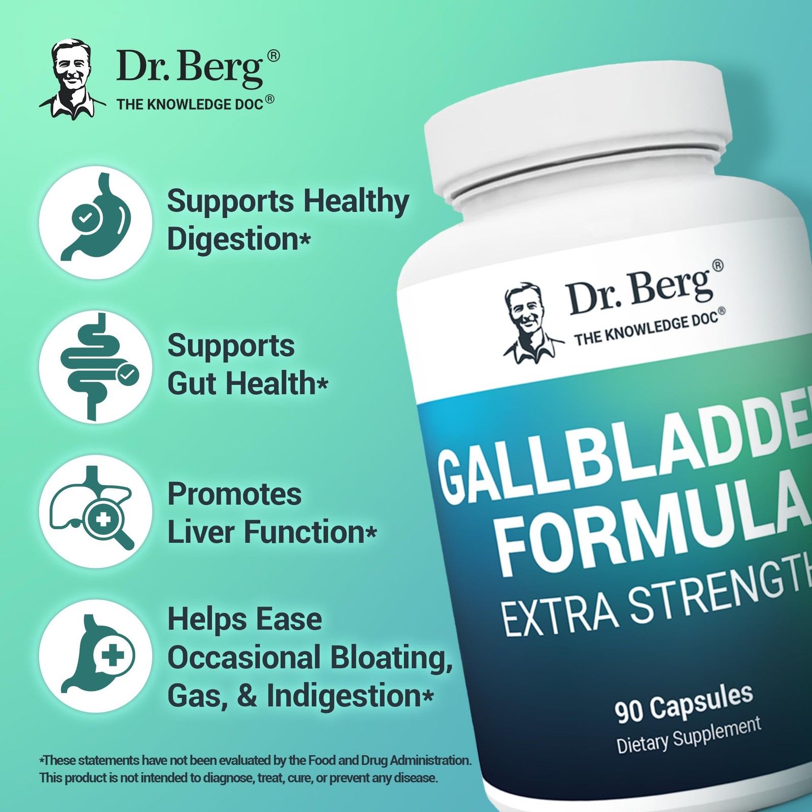 Dr. Berg’s Gallbladder Formula Contains Purified Bile Salts, 90 capsules,