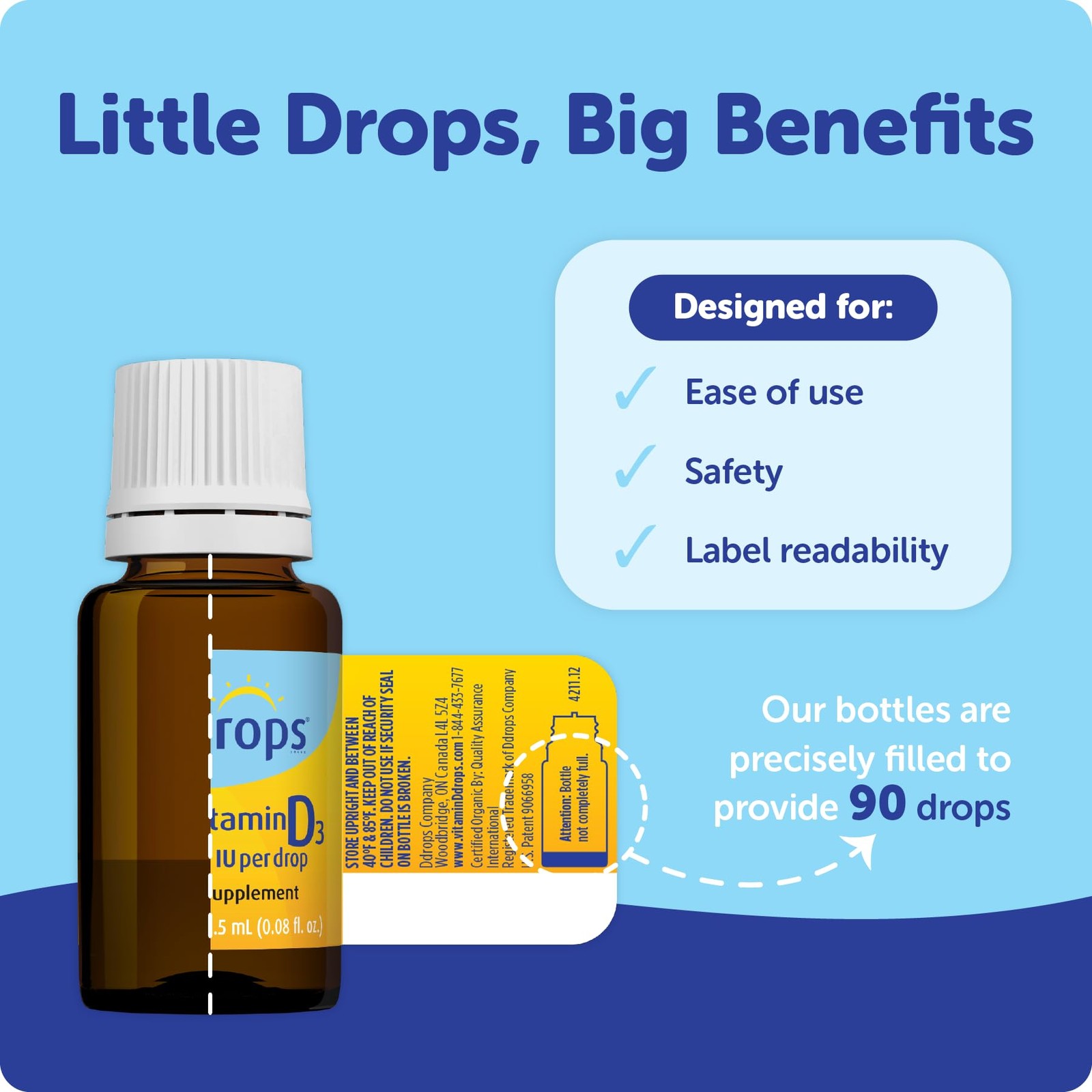 Baby 400 IU, Vitamin D, 90 Drops 2.5mL (0.08 Fl. Oz (Pack of 1))