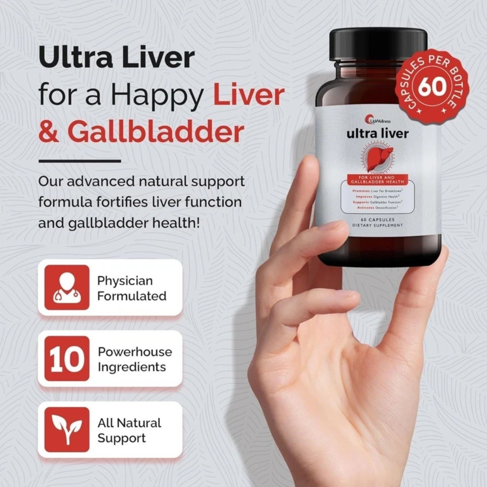 UpWellness 2x Ultra Liver Supplement Liver Health & Gallbladder Support sealed