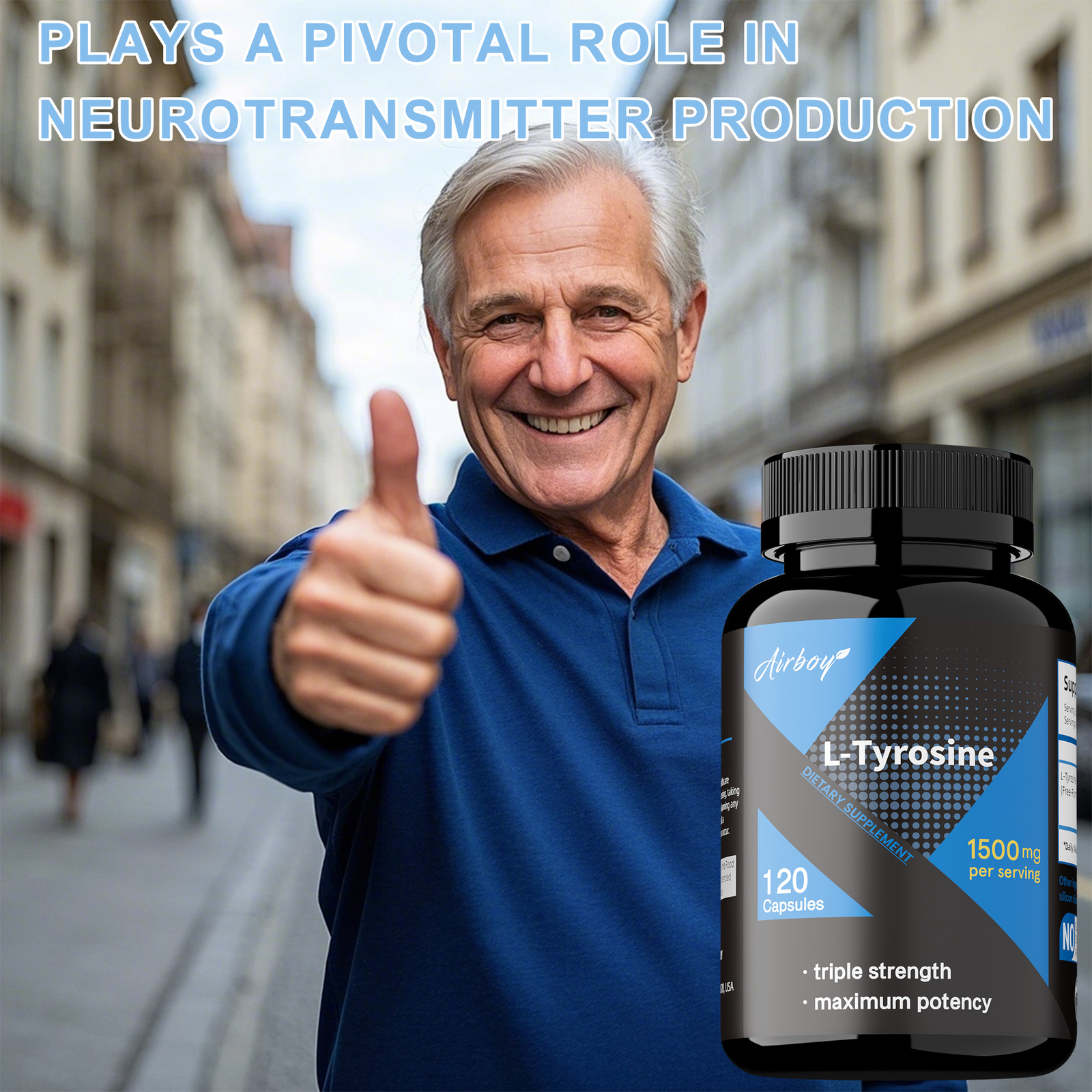 L-Tyrosine 1500mg – Support Synthesis of Brain,Neurotransmitters, Non-GMO