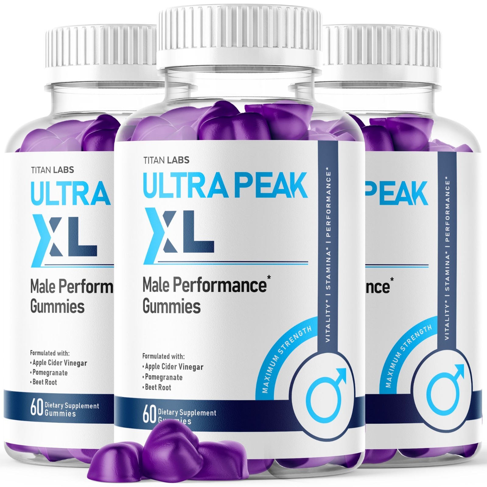 (3 Pack) Ultra Peak XL Gum Advanced Male Support Vitamin UltraPeakXL 180 Gummies
