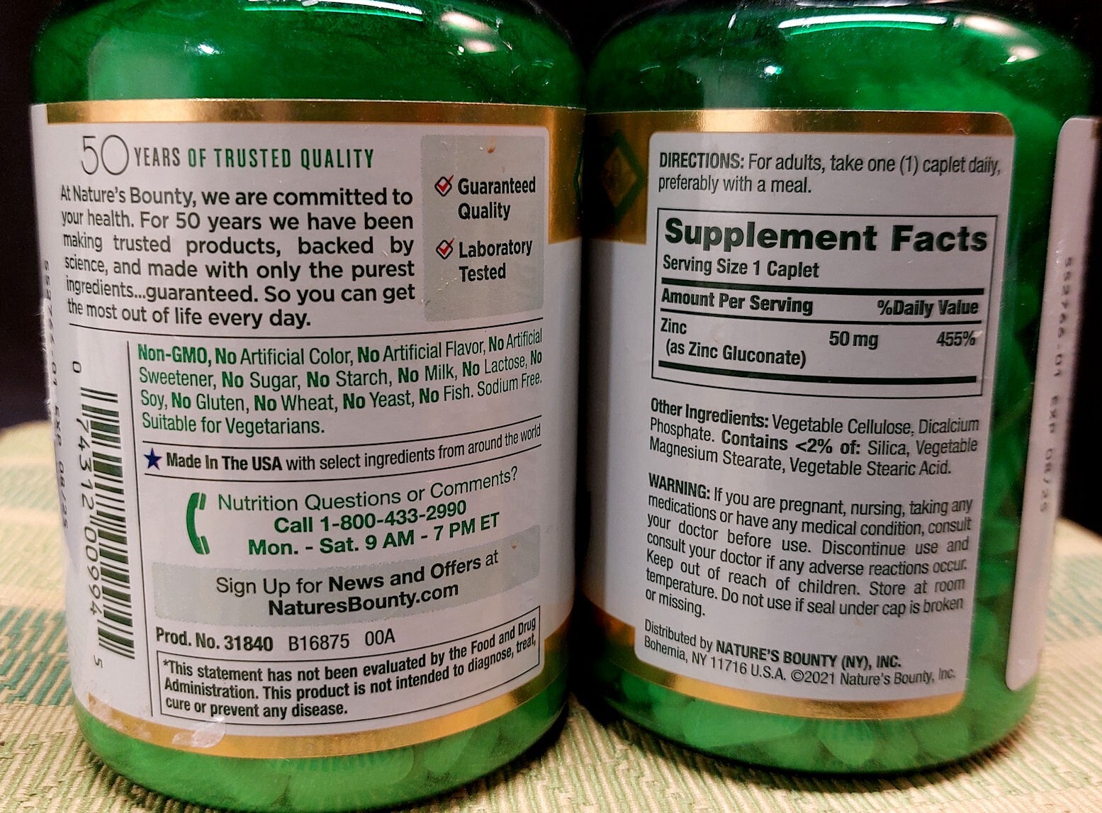 ZINC Suplement Tablets = 50mg = 250 per Bottle = Exp August 2025 Nature’s Bounty