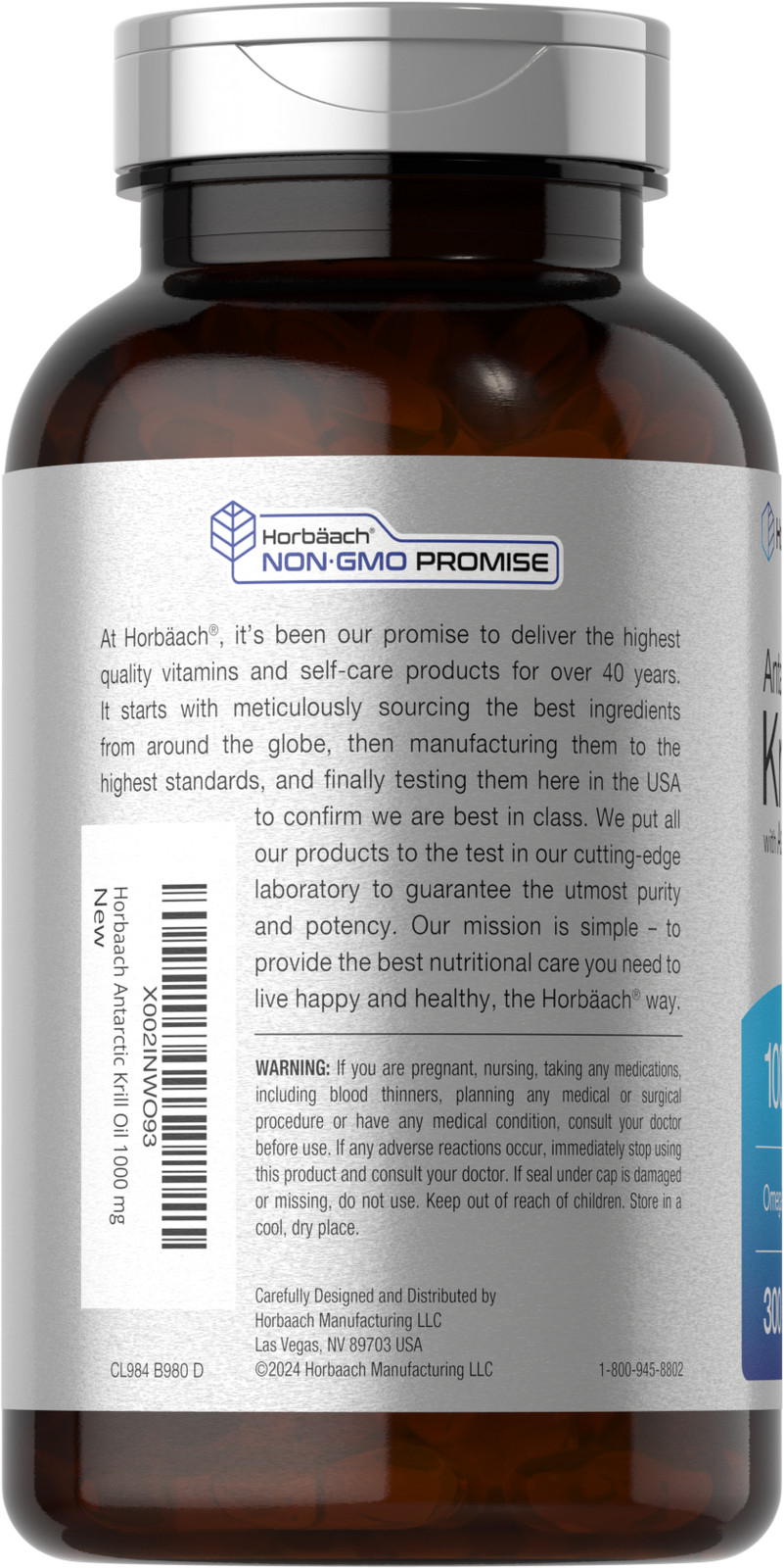 Krill Oil 1000mg | 300 Softgels | Omega 3, EPA, DHA, Astaxanthin | by Horbaach
