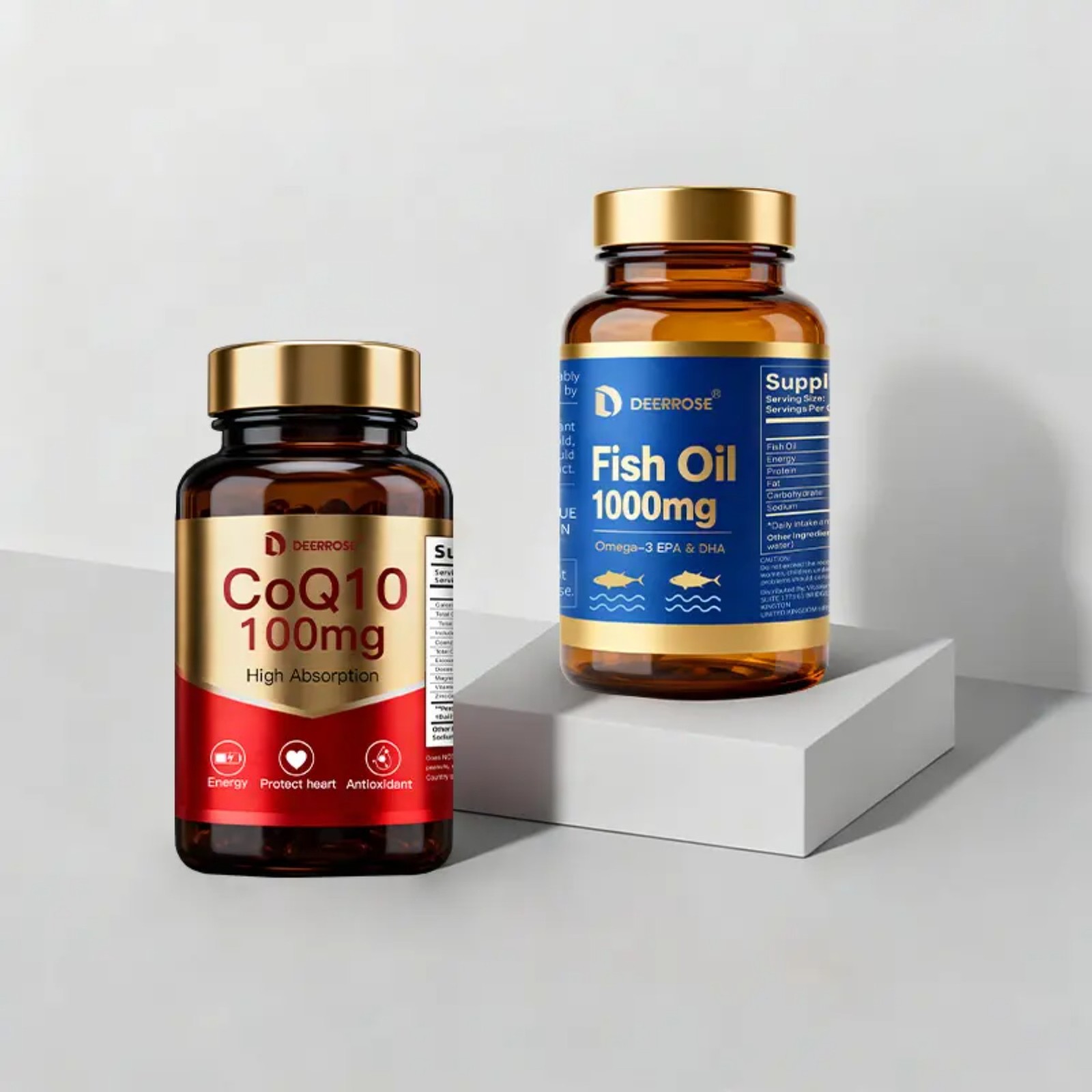 High Absorption CoQ10 Fish Oil Combo – Non-GMO Omega 3 EPA DHA Softgels 120CT