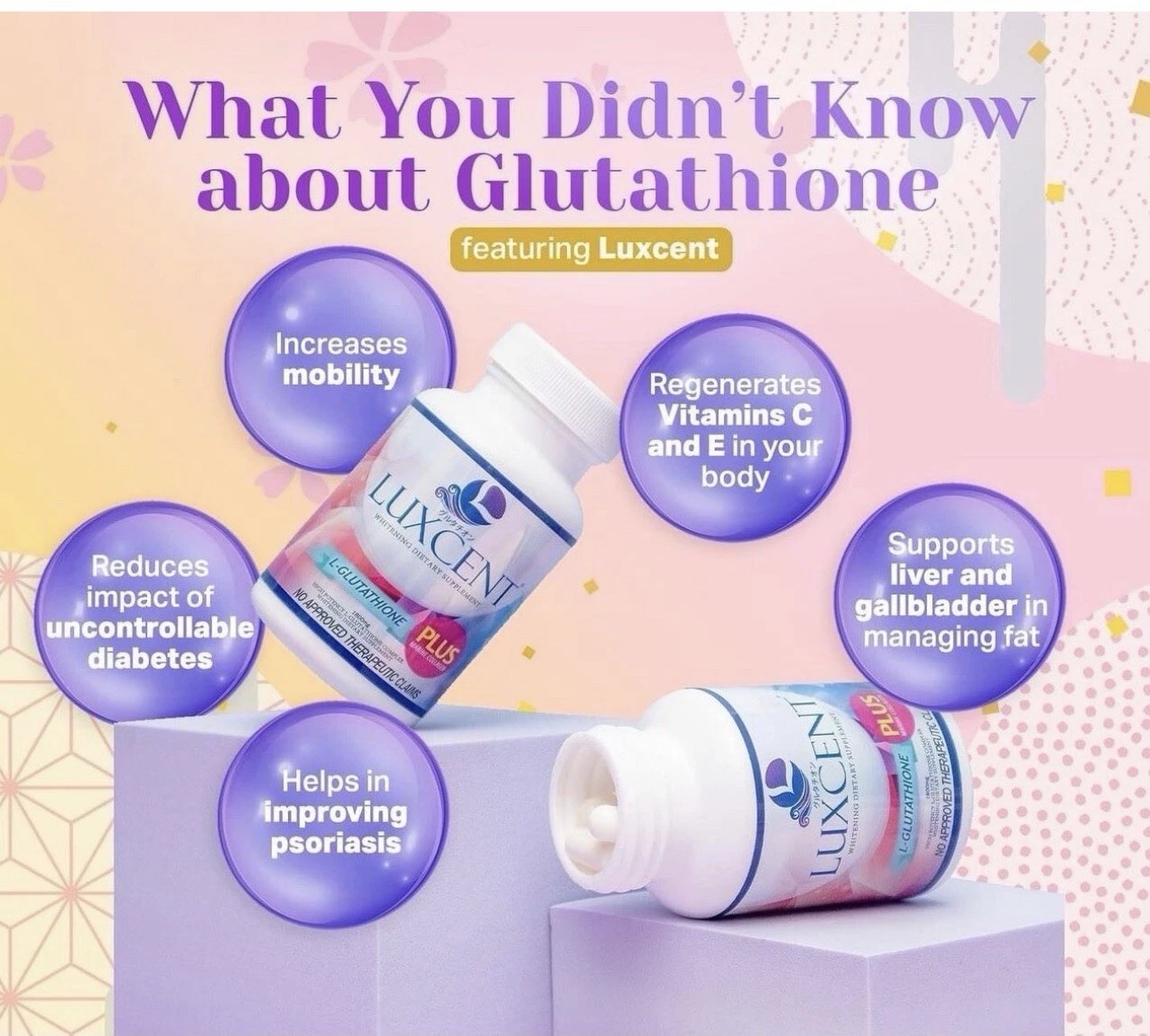 2 Bottles Luxcent Glutathione Plus Capsules