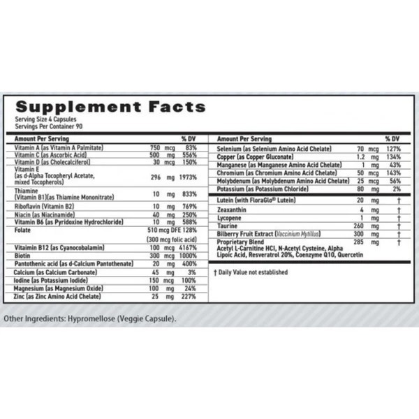 MaxiVision AREDS 2 Whole Body Formula 360 Caps Lutein Zeaxanthin Eye Vitamin