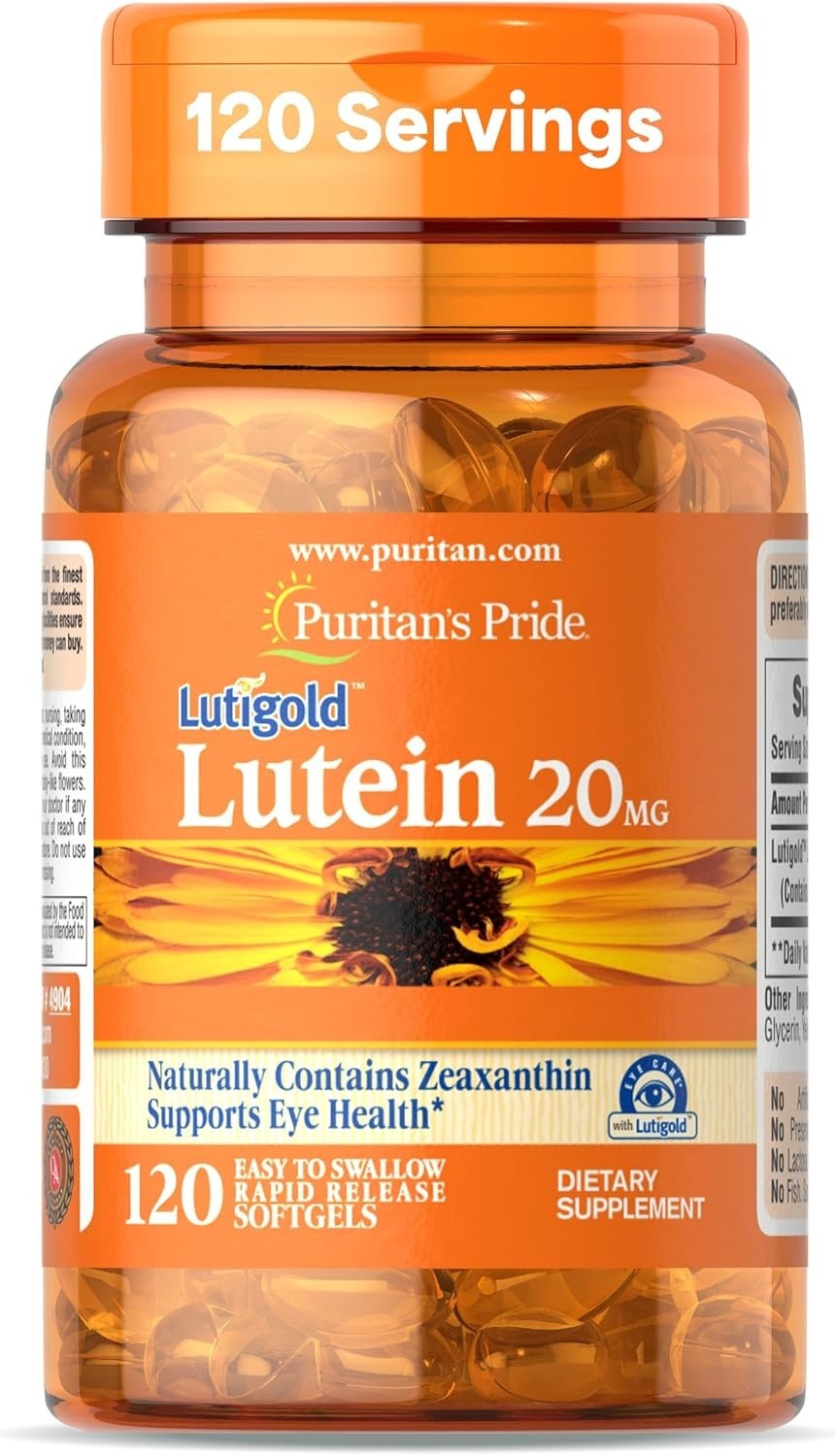 Puritan’s Pride Lutein 20 mg with Zeaxanthin – 120 Softgels Exp 09/26