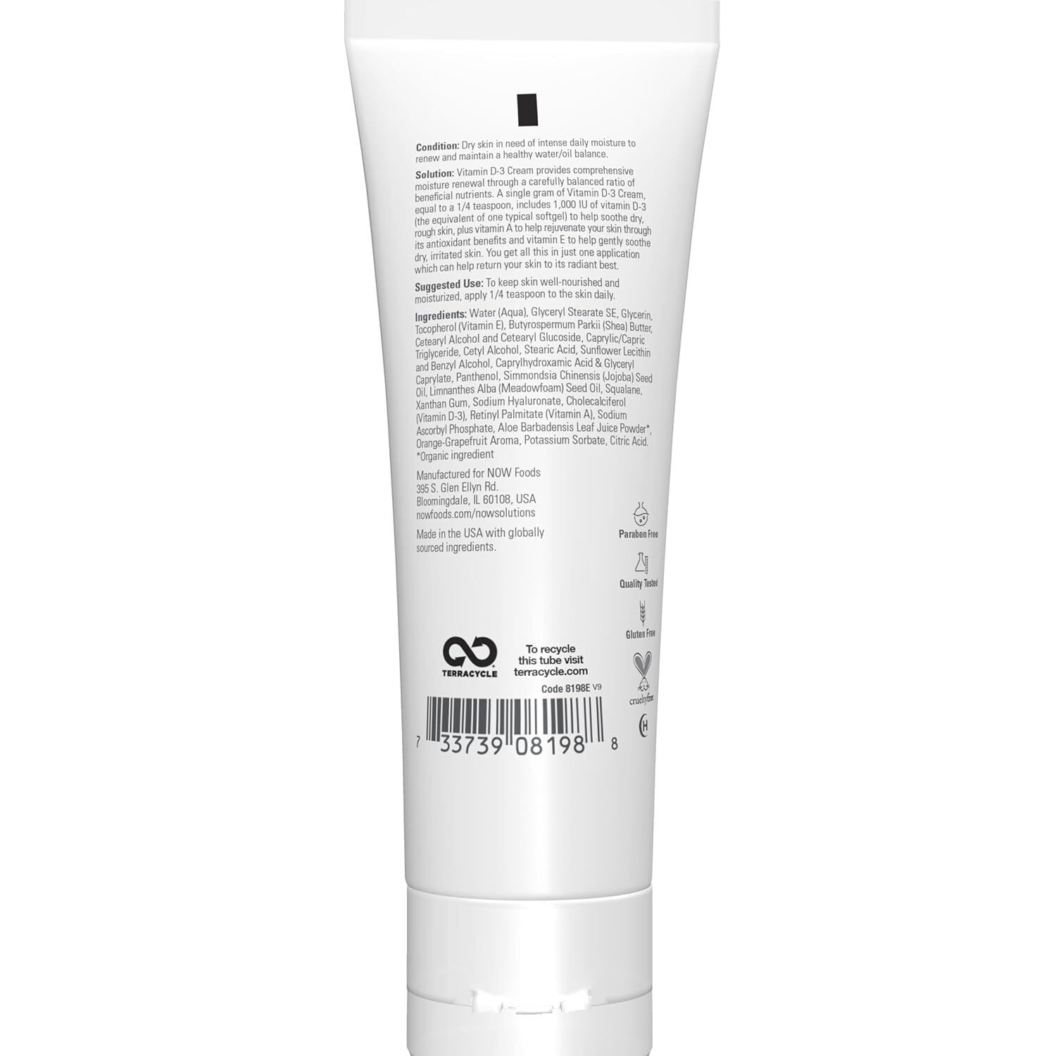 NOW Solutions, Vitamin D-3 Cream 1,000 IU Per Gram, 4-Ounce