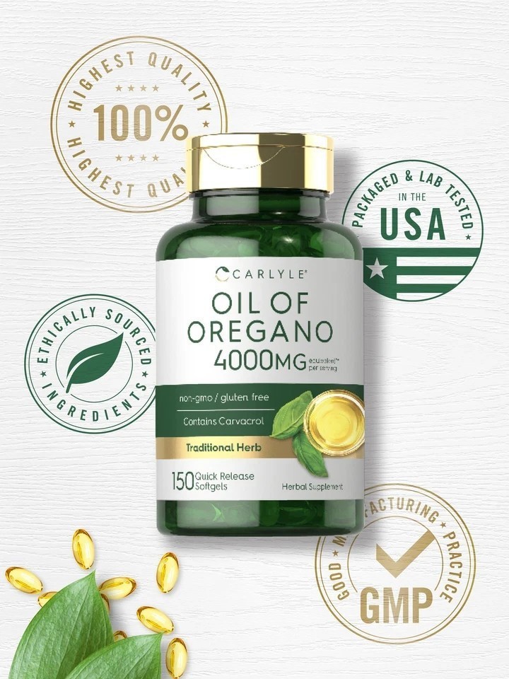 Oregano Premium Essential Oil 4000 mg 150 Softgel Capsule Supplement Pills |