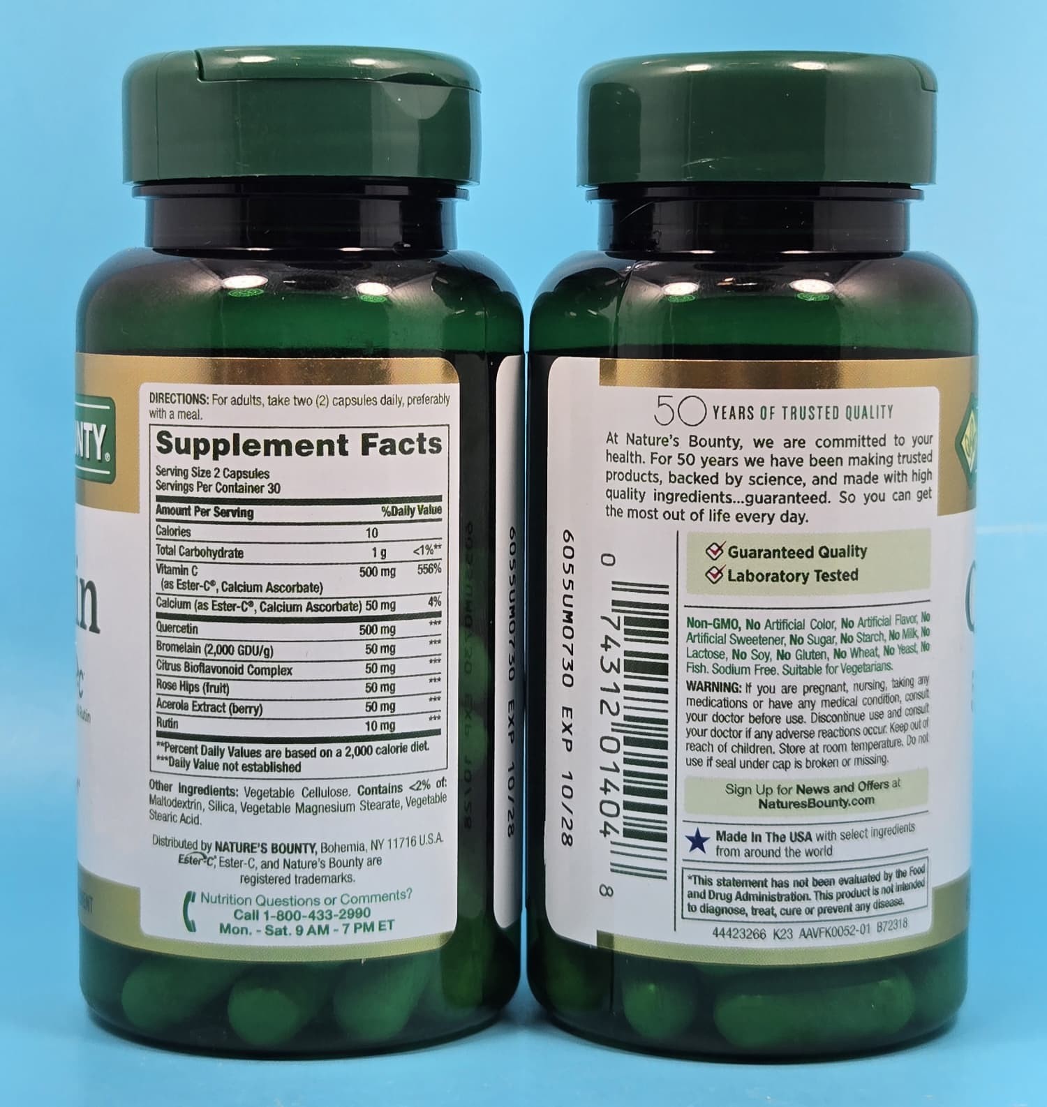 Nature’s Bounty Quercetin, Immune Support, 500mg, With Vitamin C, Exp 10/2028+