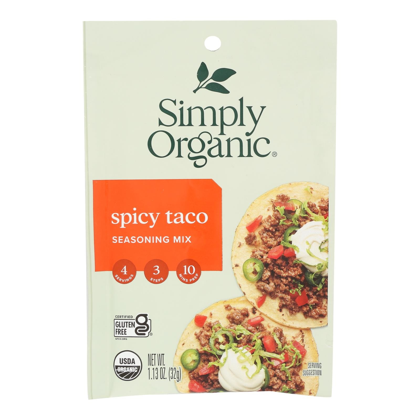 Simply Organic Spicy Taco Seasoning Mix – Case of 12 – 1.13 oz.