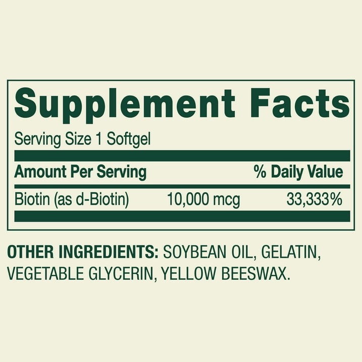 3 Pack Spring Valley Biotin Softgels 10000 mcg Hair Skin Nails 120 Count