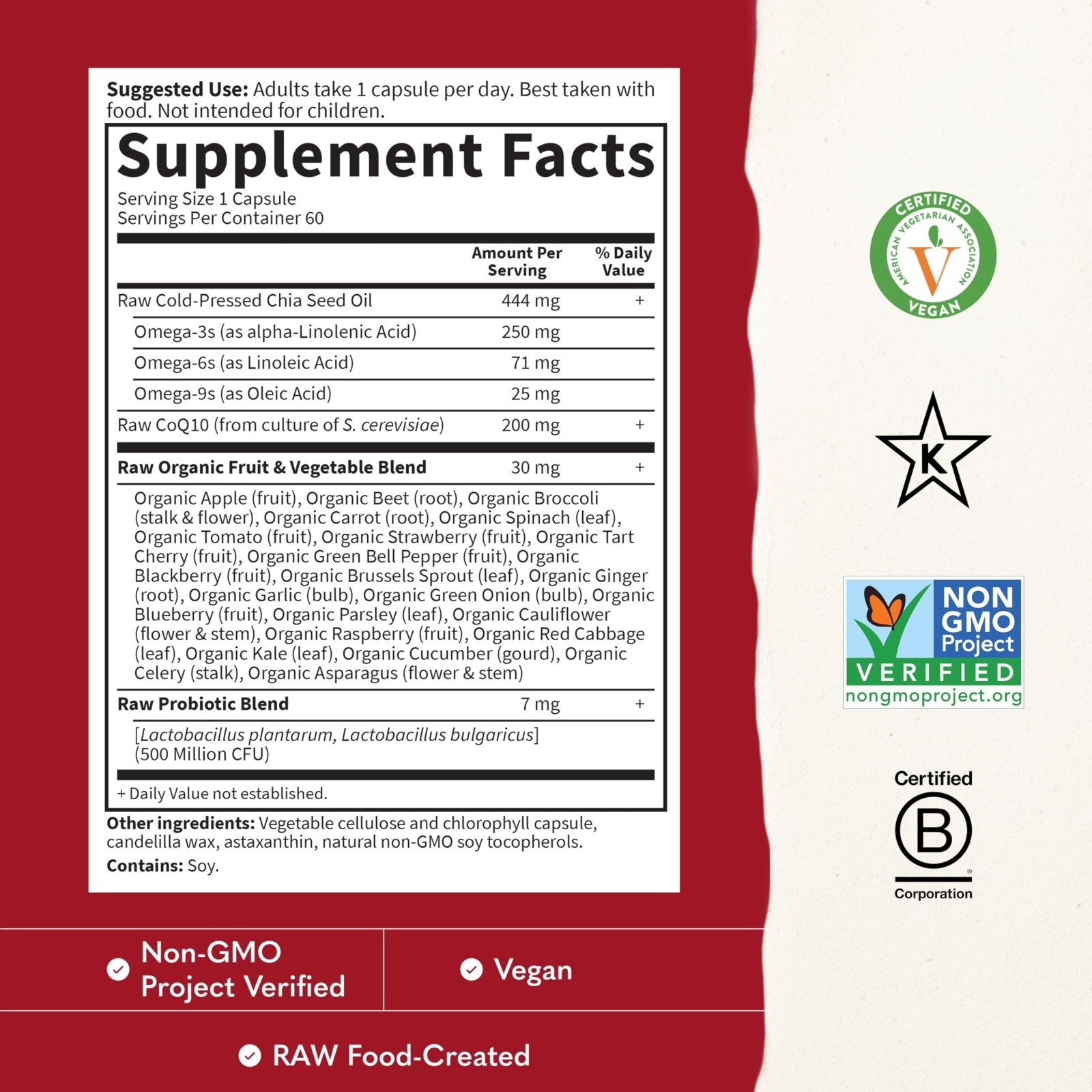Organic Raw CoQ10 200mg – 60 Capsules, Heart Health, Energy Support, Antioxidant