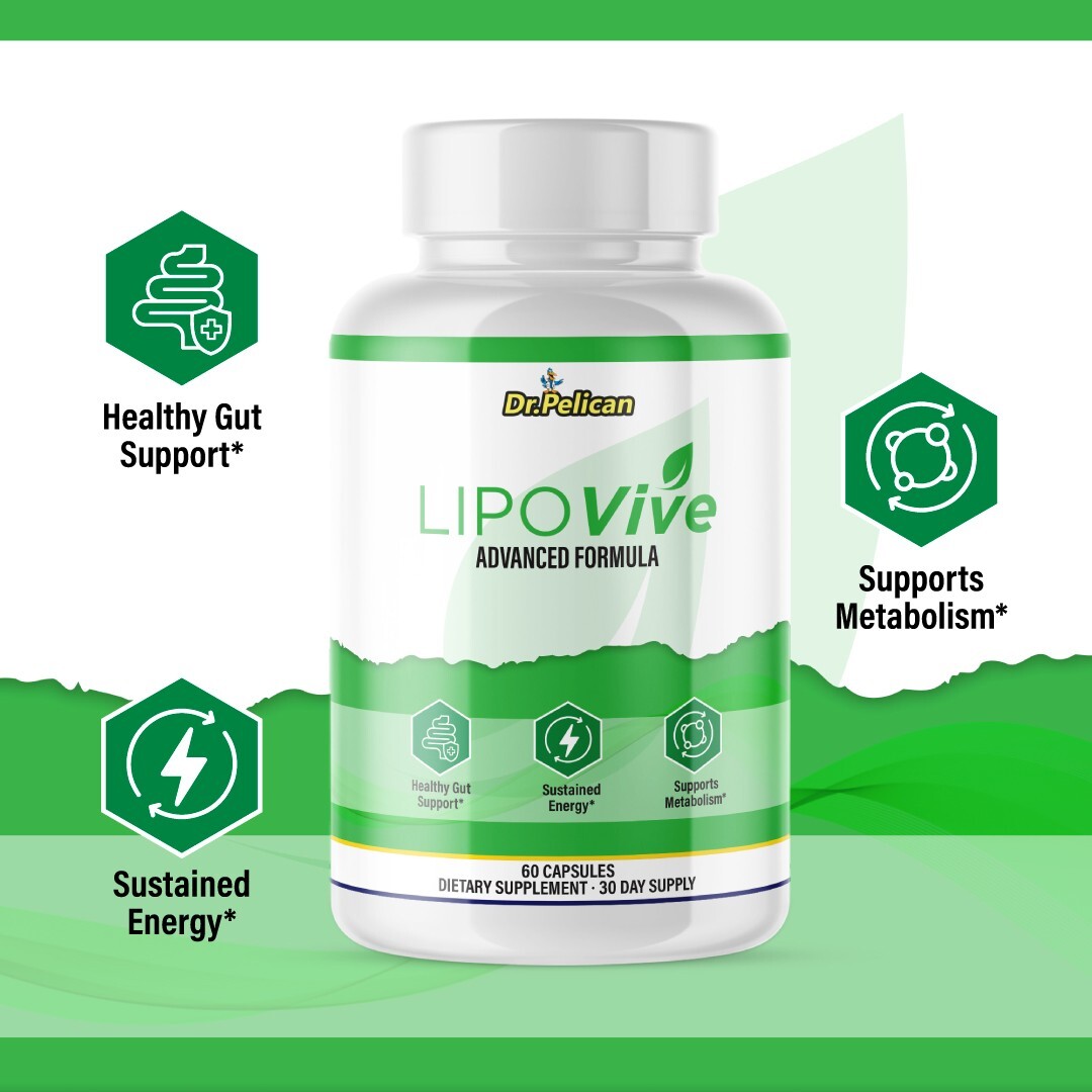 LipoVive- Digestive Support- 3 Bottles- 180 Capsules