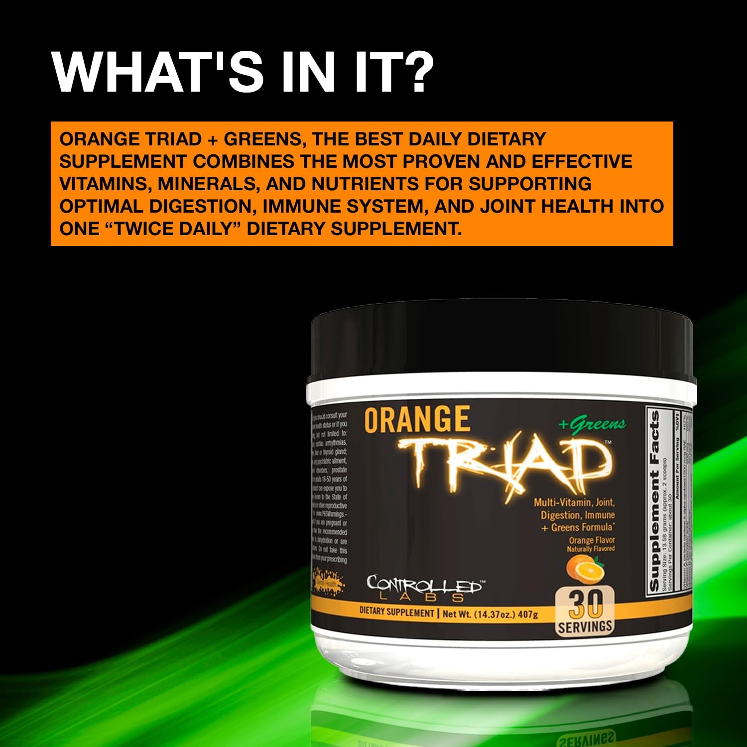 CONTROLLED LABS Orange Triad Plus Greens for 14.37 Ounce (Pack of 1),