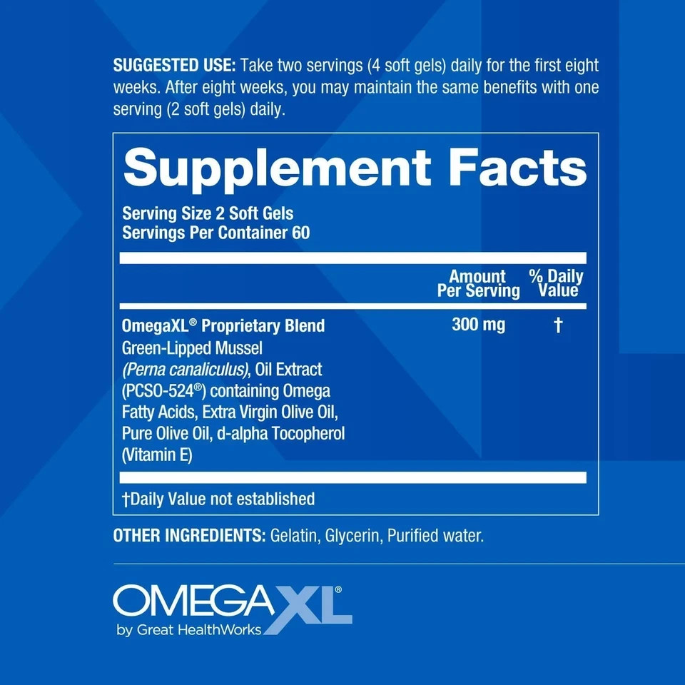 OmegaXL Joint Support Supplement – Natural Muscle 120 Count (Pack of 1)