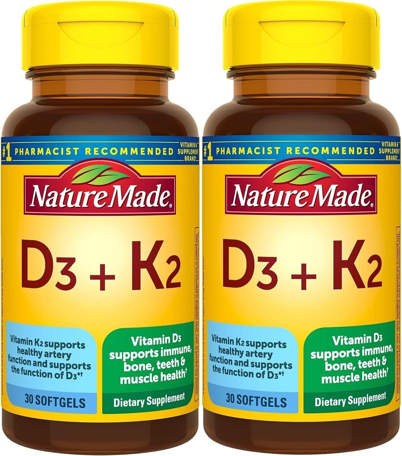 Nature Made Vitamin D3 K2 Supplement 5000 IU 30 Softgels