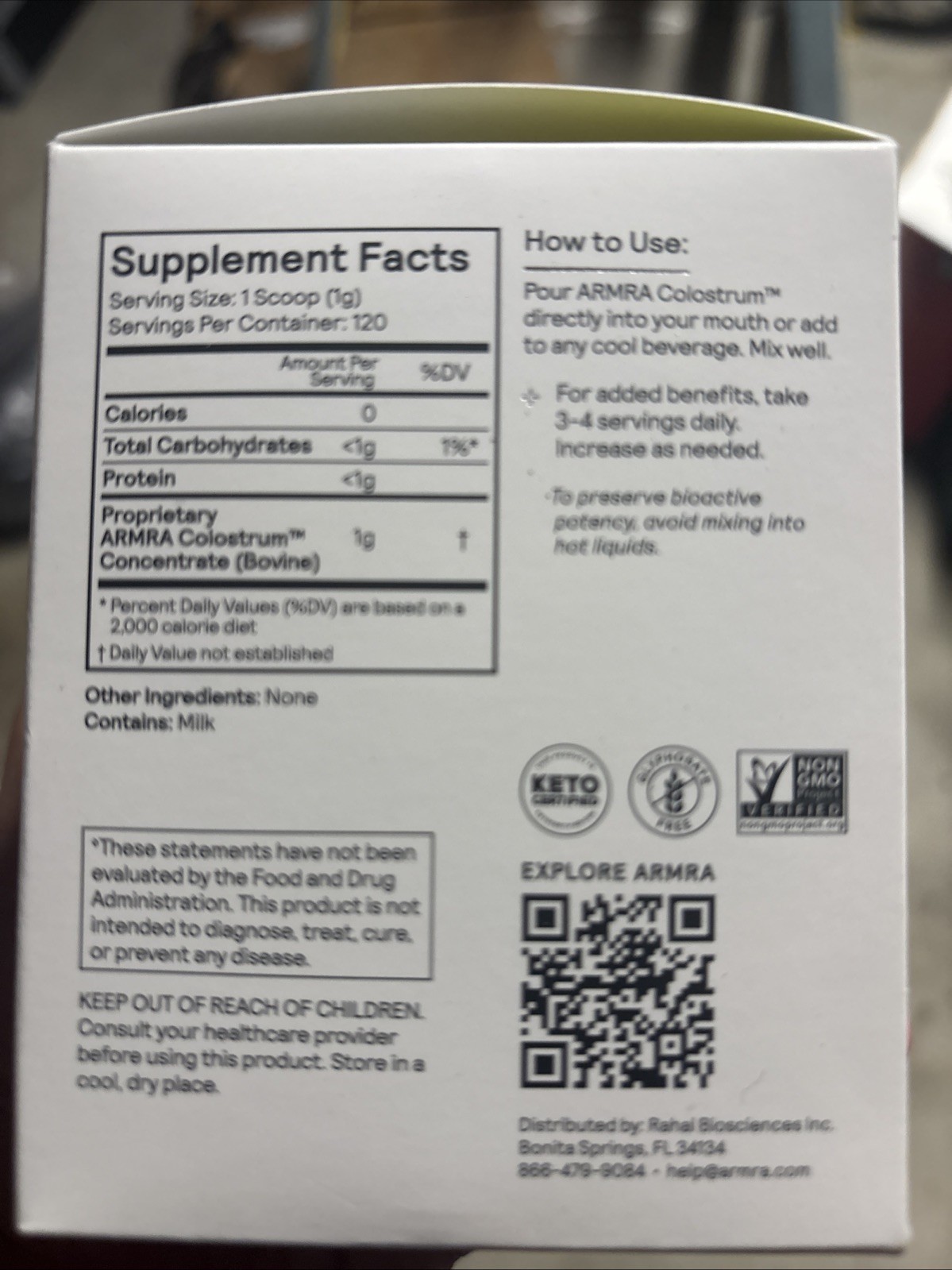 ARMRA Colostrum Health Revival Unflavored Supplement 120 Servings, 4.3 oz