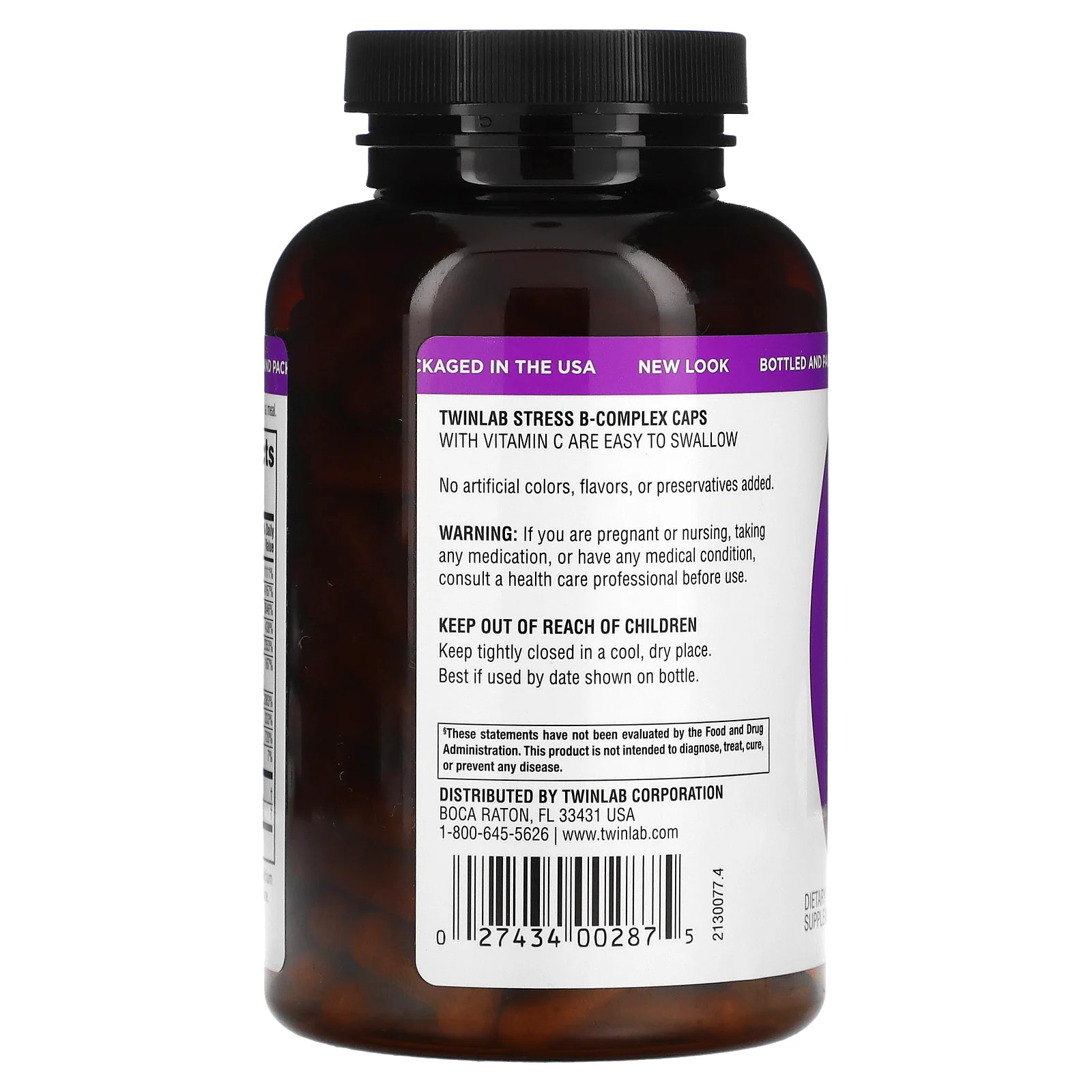 Twinlab Stress B-Complex Caps 250 Capsules Egg-Free, Fish Free, Lactose-Free,