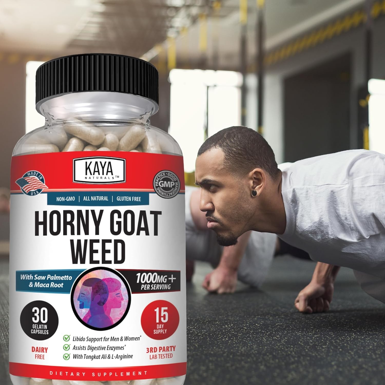 Horny Goat Weed for Men & Women 1560mg Complex with Maca, Saw Palmetto 30 Count