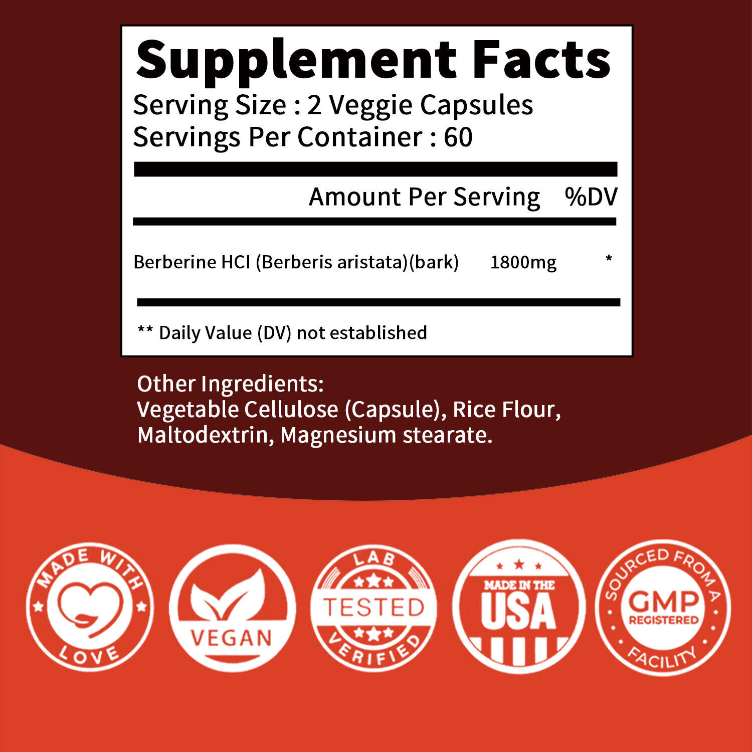 Berberine Extract 1800mg -Anti-inflammatory,Healthy Cholesterol,For Heart Health