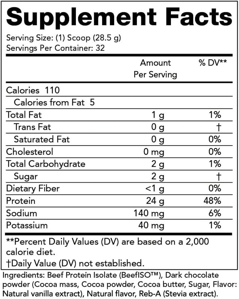 Beef Protein Isolate, 24G Protein, BST Free, Macro-Micro Nutrient Friendly 2 Lbs