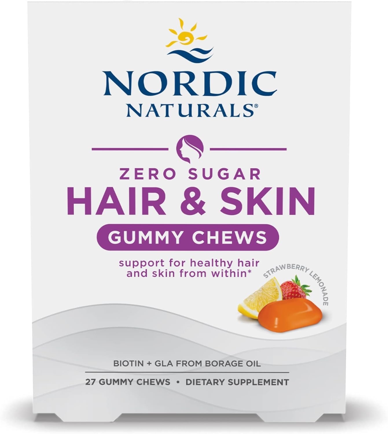 Nordic Naturals – Hair & Skin Gummy Chews – Strawberry Lemonade (27ct)