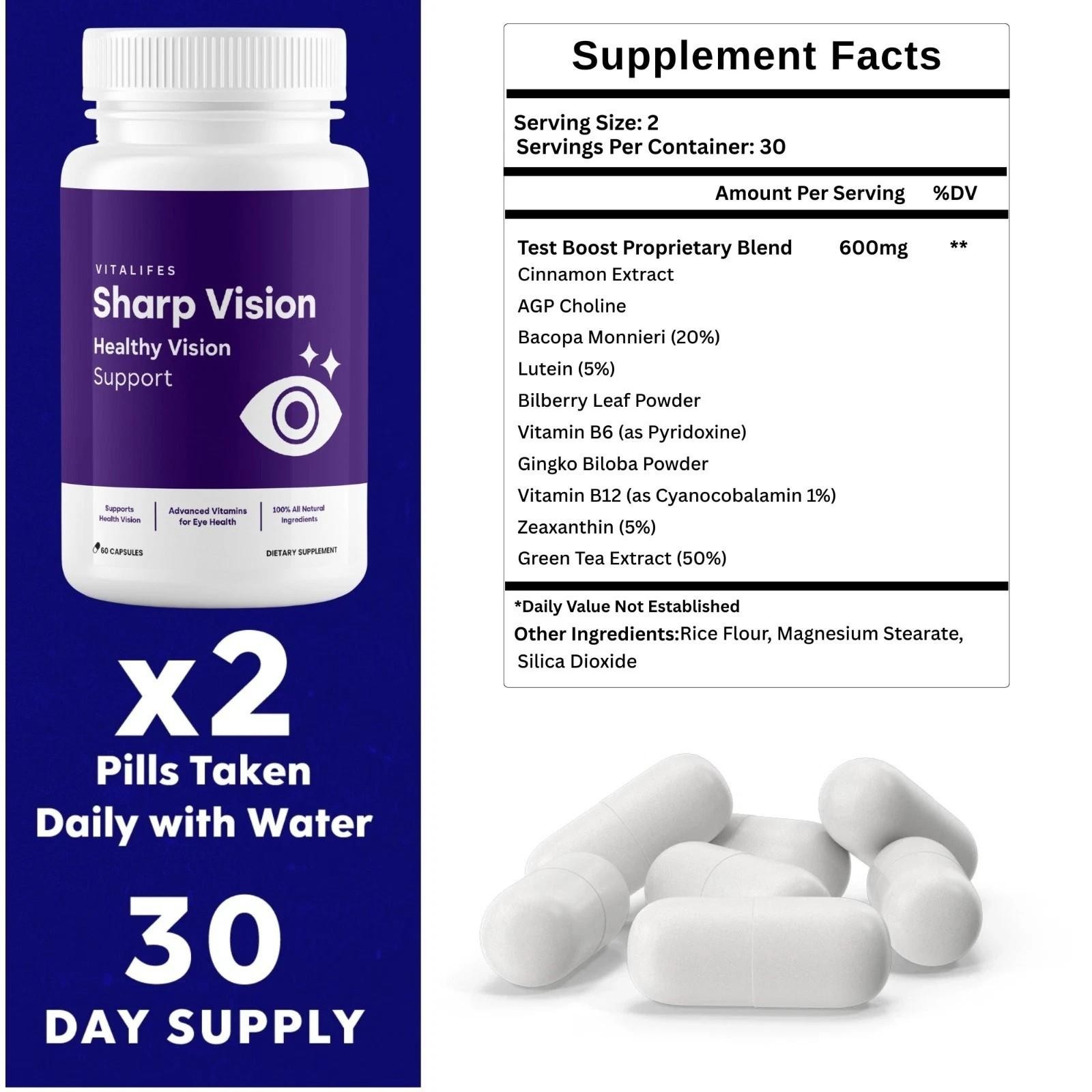 (5 Pack) Sharp Vision Enhance Vision, Support Healthy Eye Function 300Capsules
