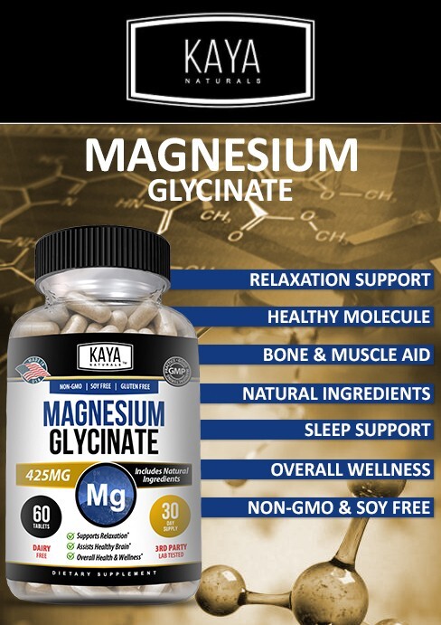 Magnesium Glycinate 183 MG Chelated RLS Improved Sleep, Stress & Anxiety Relief